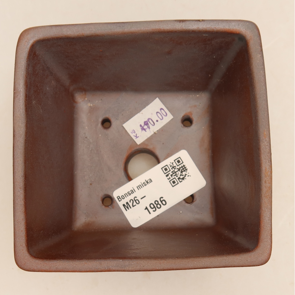 Ceramic bonsai pot, 9.5 x 9.5 x 5.5 cm, metallic color