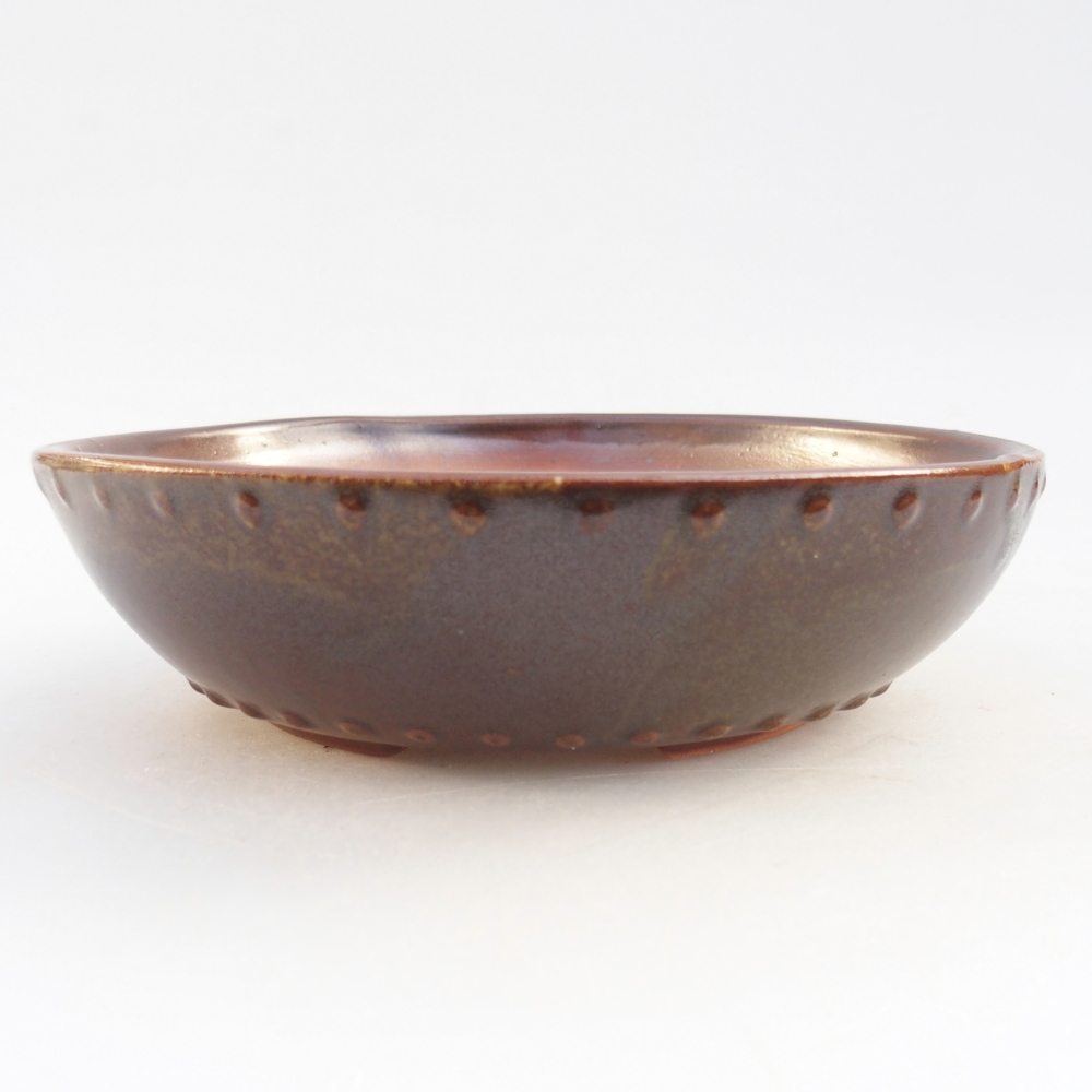 Ceramic bonsai bowl 17,5 x 17,5 x 5 cm, brown