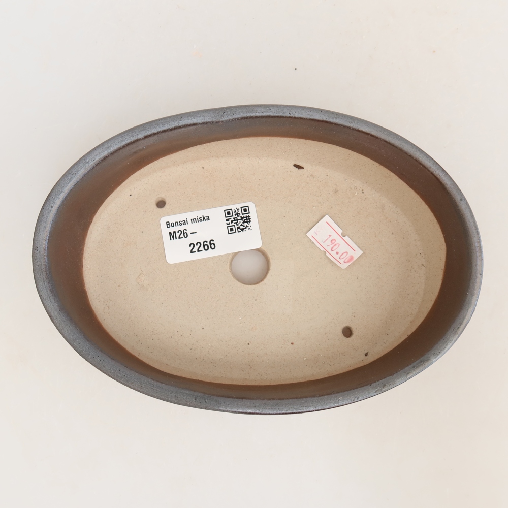 Ceramic bonsai bowl 16,5 x 11,5 x 4,5 cm, metal colour