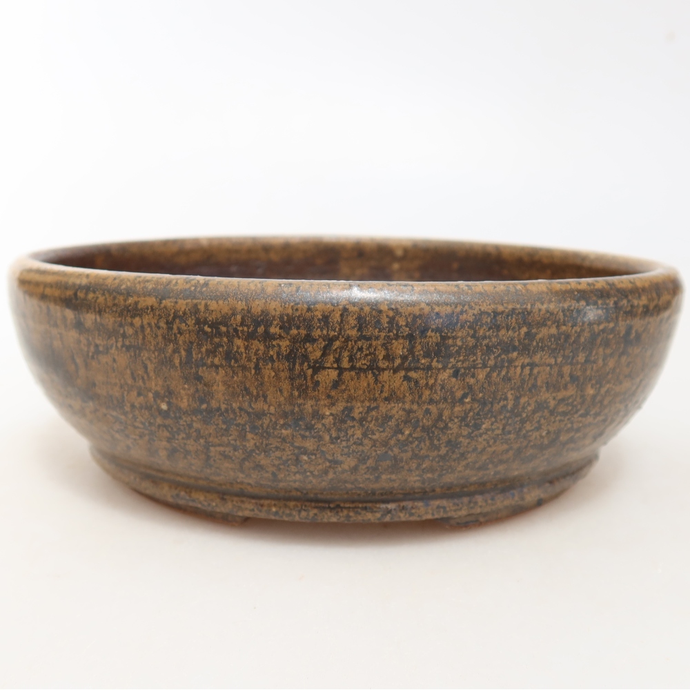 Ceramic bonsai pot, 17 x 17 x 5.5 cm, brown