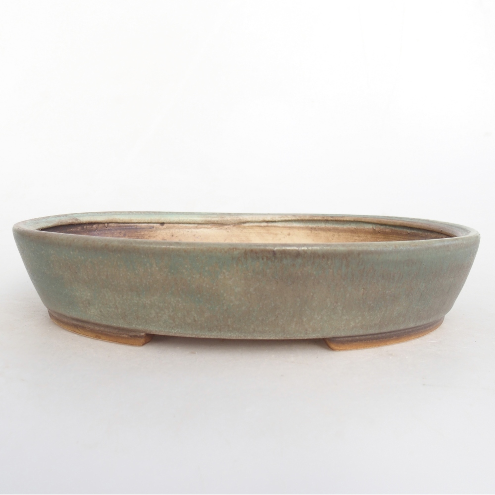 Ceramic bonsai bowl 22,5 x 20 x 4,5 cm, green