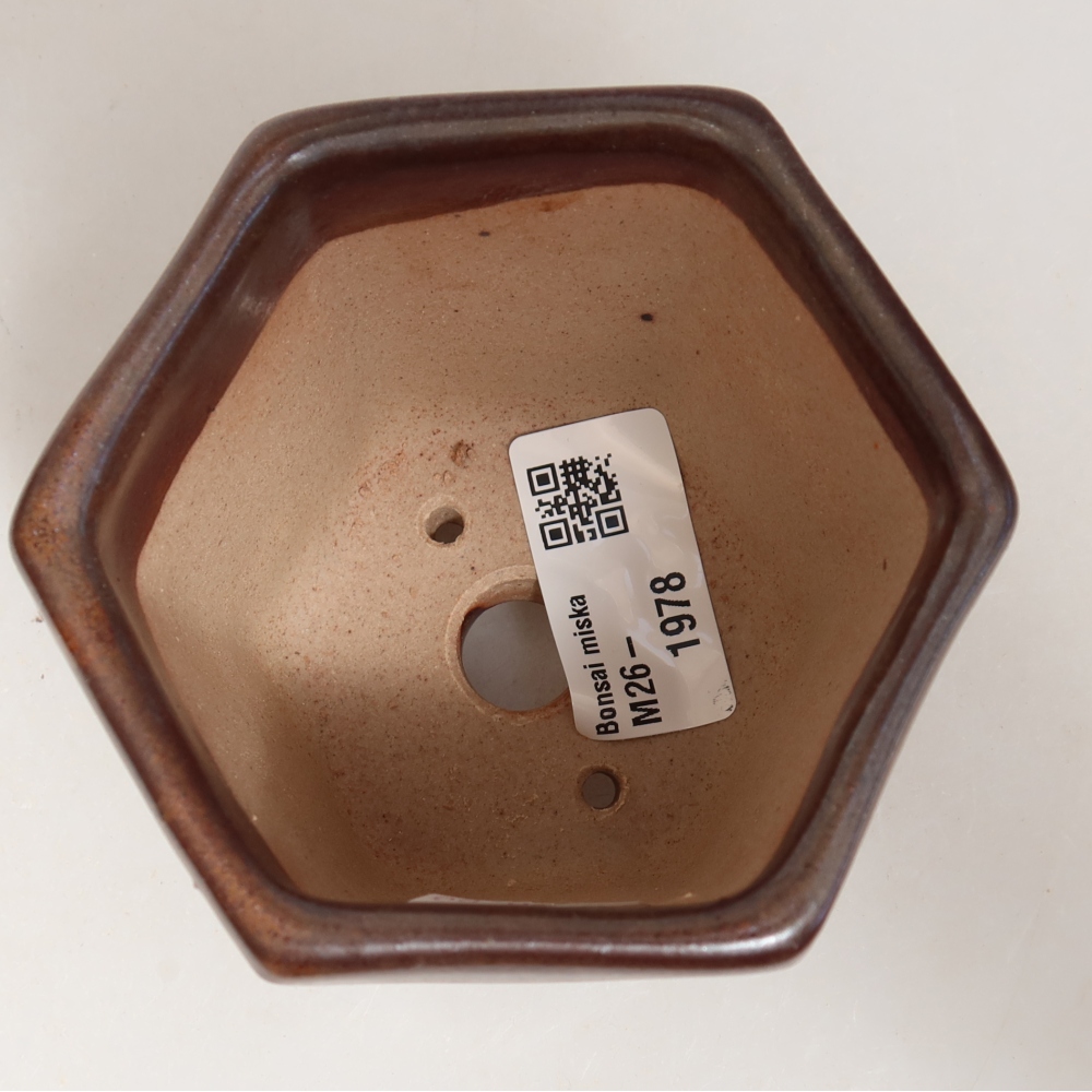 Ceramic bonsai pot, 9 x 8.5 x 8 cm, brown