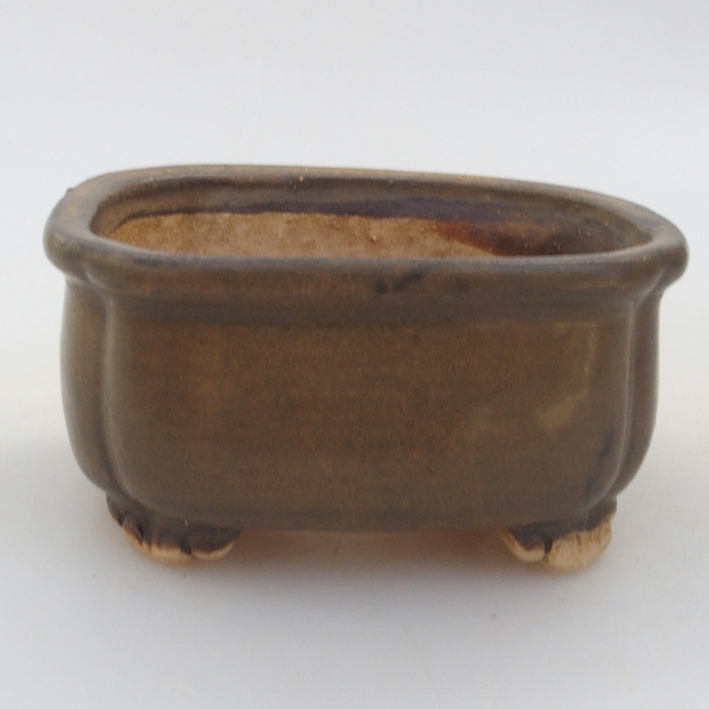 Ceramic bonsai bowl 7,5 x 7,5 x 3,5 cm, color brown