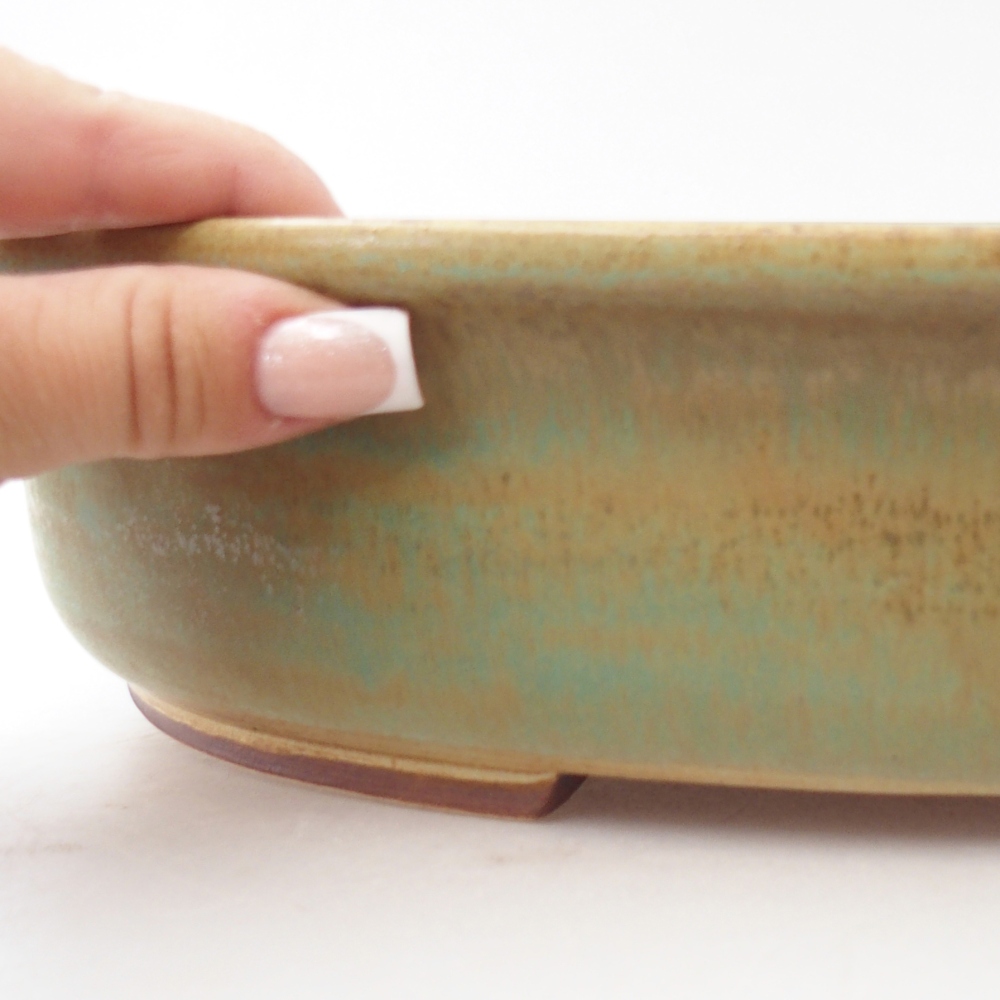 Ceramic bonsai bowl 32,5 x 28 x 7 cm, green