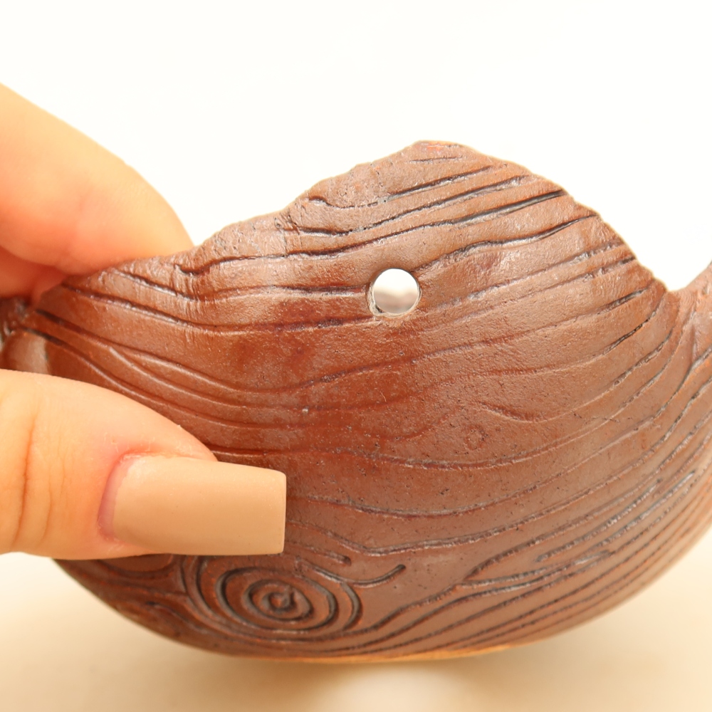 Ceramic Kokedama Pot, 13 x 11.5 x 6.5 cm, brown