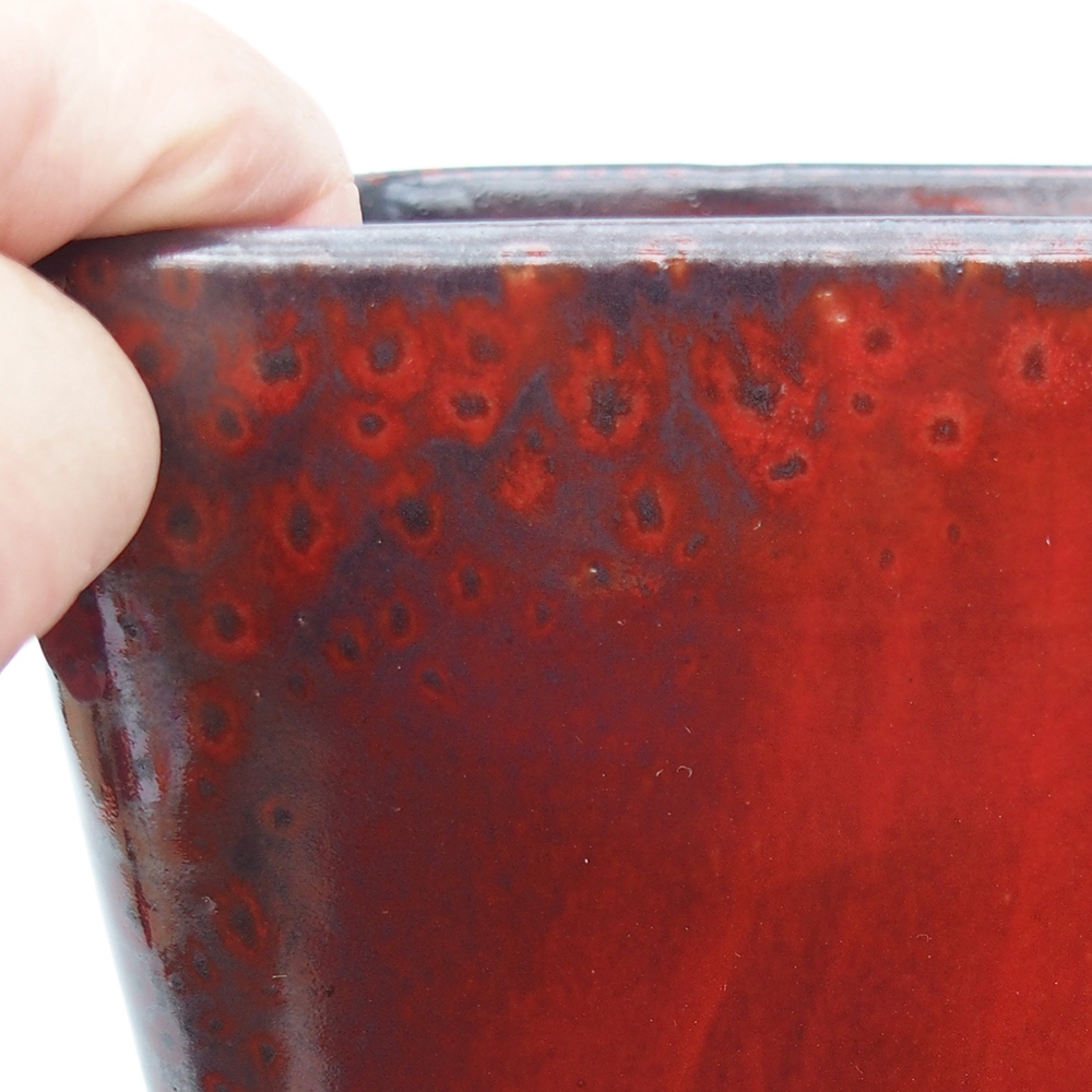 Ceramic bonsai bowl 14 x 14 x 15 cm, colour red