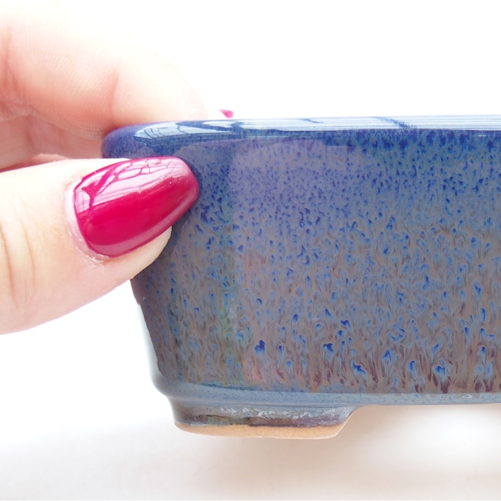 Ceramic bonsai bowl  11 x 9,5 x 4,5 cm, color blue