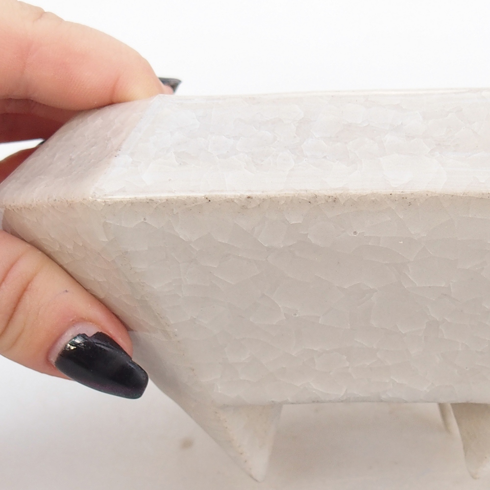 Ceramic bonsai bowl 13,5 x 13,5 x 7,5 cm, colour beige