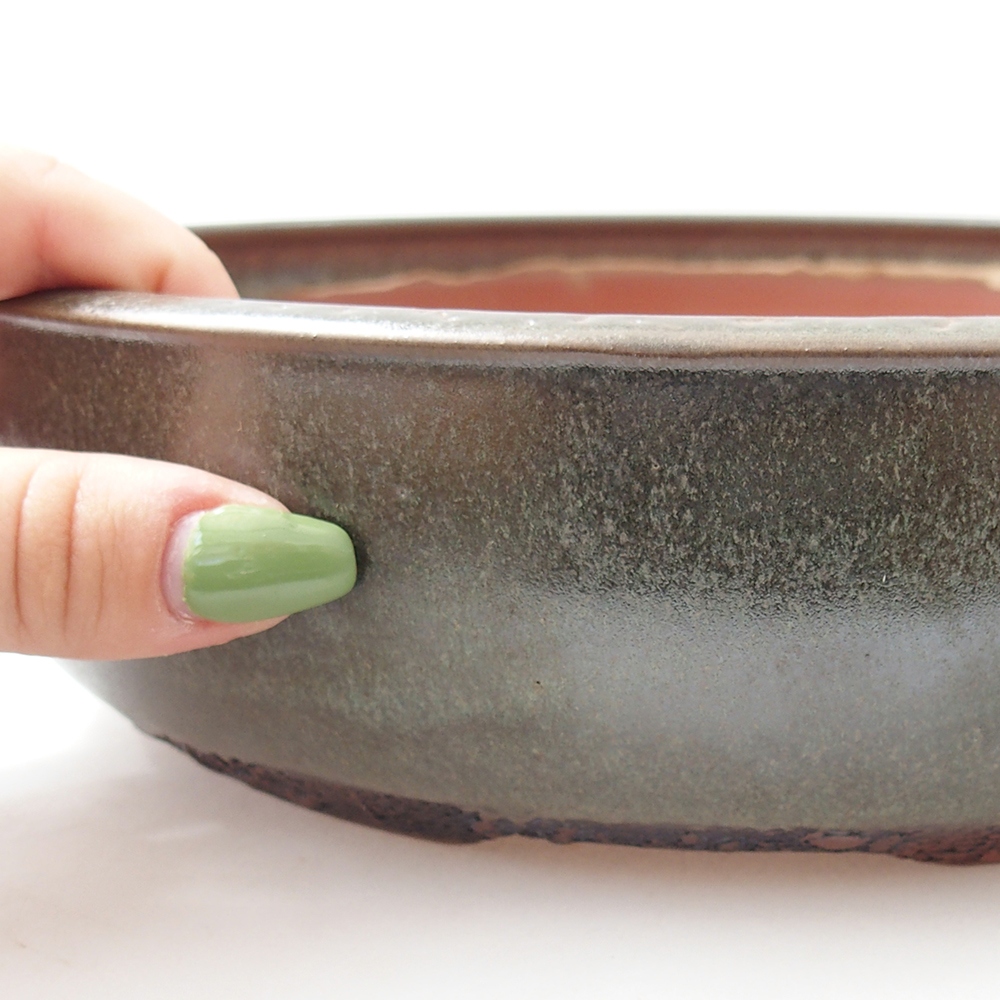 Ceramic bonsai bowl 25,5 x 25,5 x 6,5 cm, green