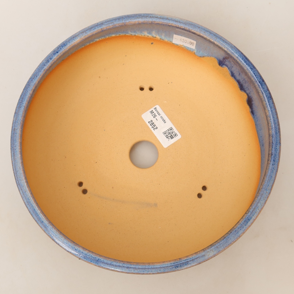 Ceramic bonsai pot, 22.5 x 22.5 x 7 cm, blue
