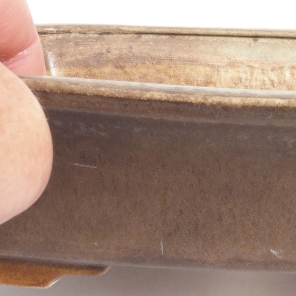 Ceramic bonsai bowl 17,5 x 14 x 5 cm, color brown