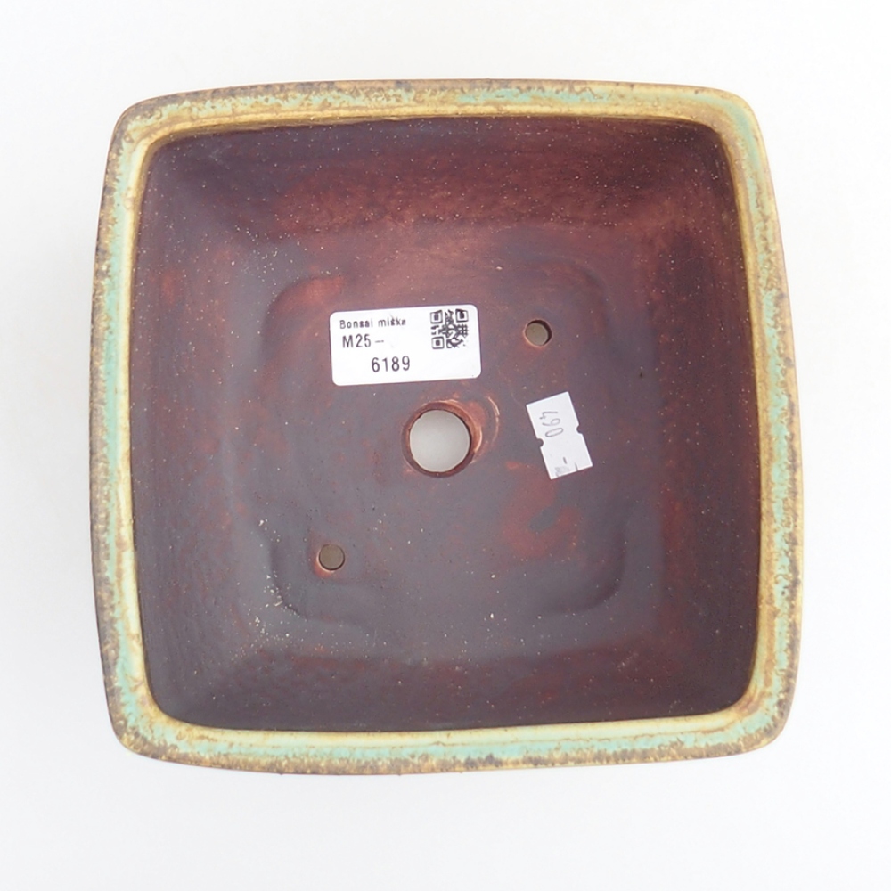 Ceramic bonsai bowl 16 x 16 x 9 cm, color green