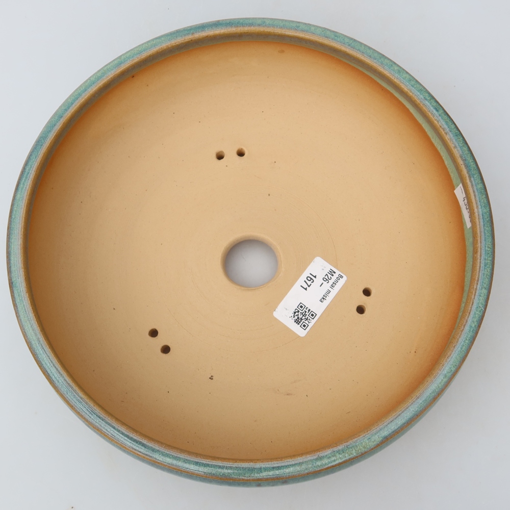 Ceramic bonsai bowl 22,5 x 22,5 x 7 cm, green