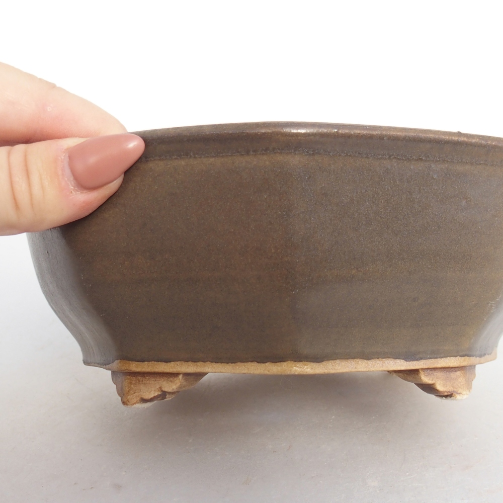 Ceramic bonsai bowl 21 x 19 x 4 cm, brown