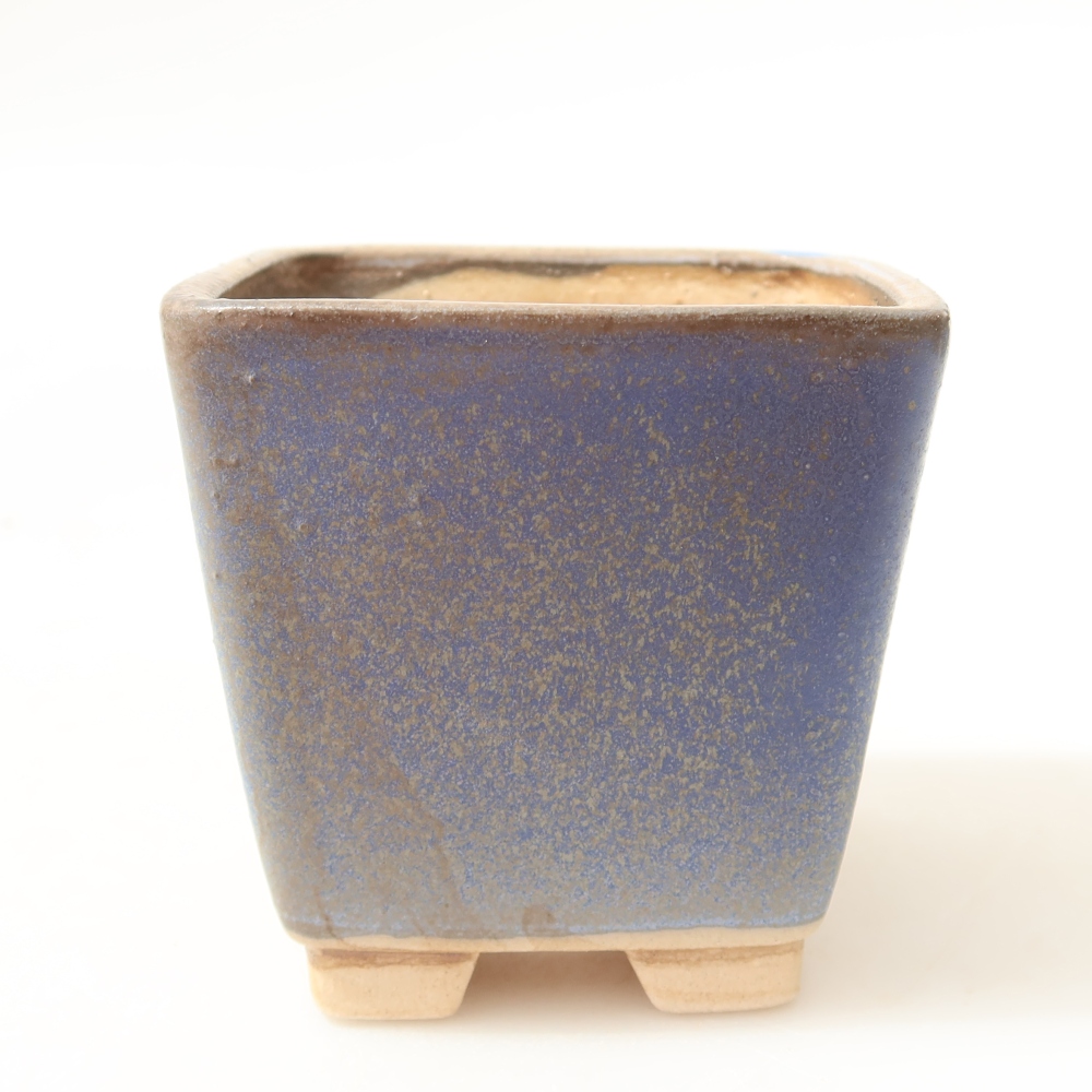 Ceramic bonsai pot, 7.5 x 7.5 x 7.5 cm, blue