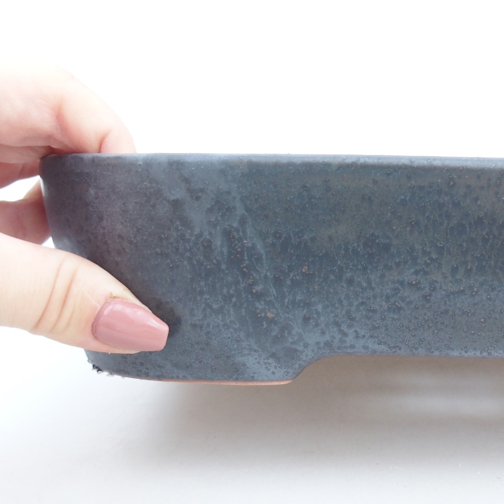 Ceramic bonsai bowl 23 x 18 x 5,5 cm, metal colour