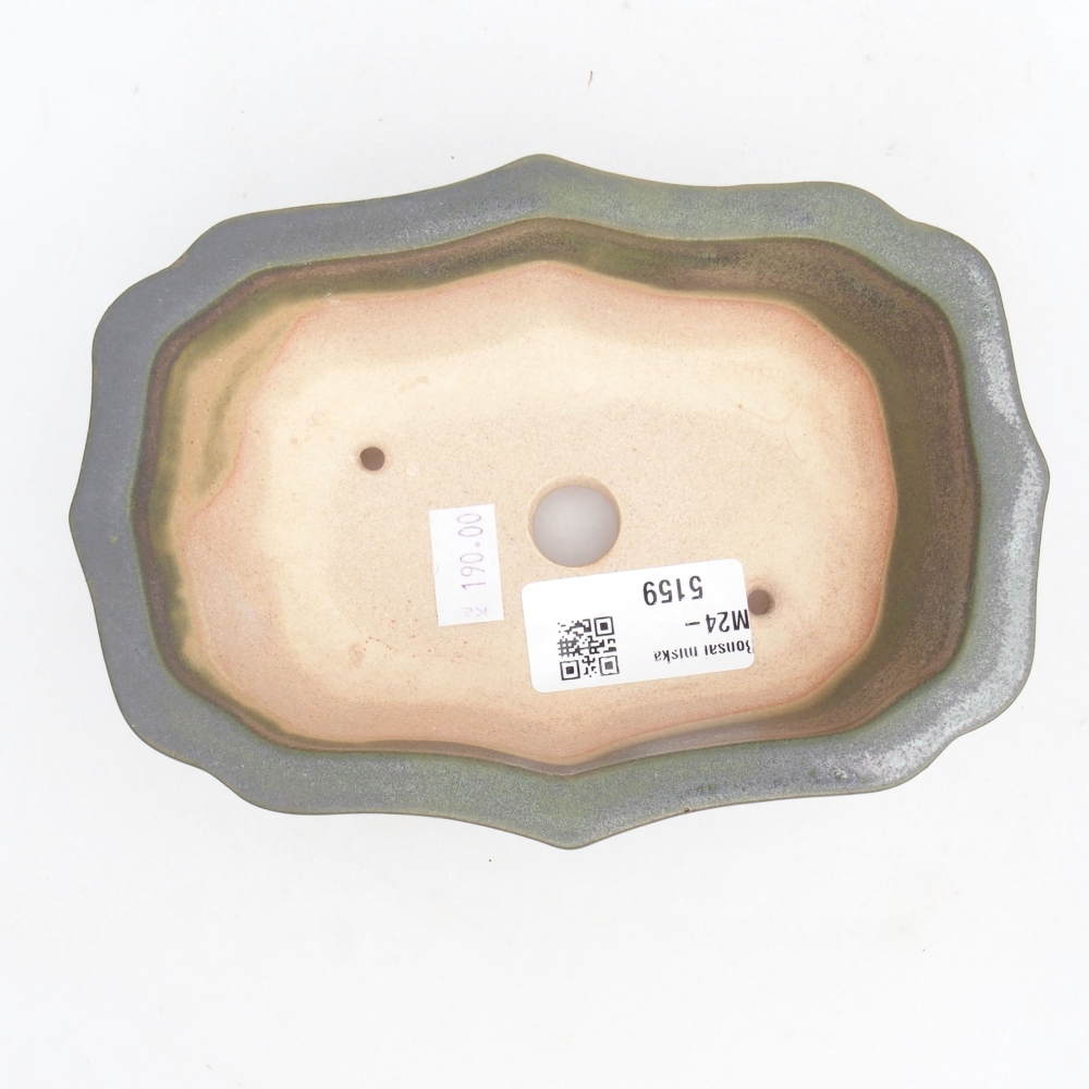 Ceramic bonsai bowl  15,5 x 11,5 x 4,5 cm, color green
