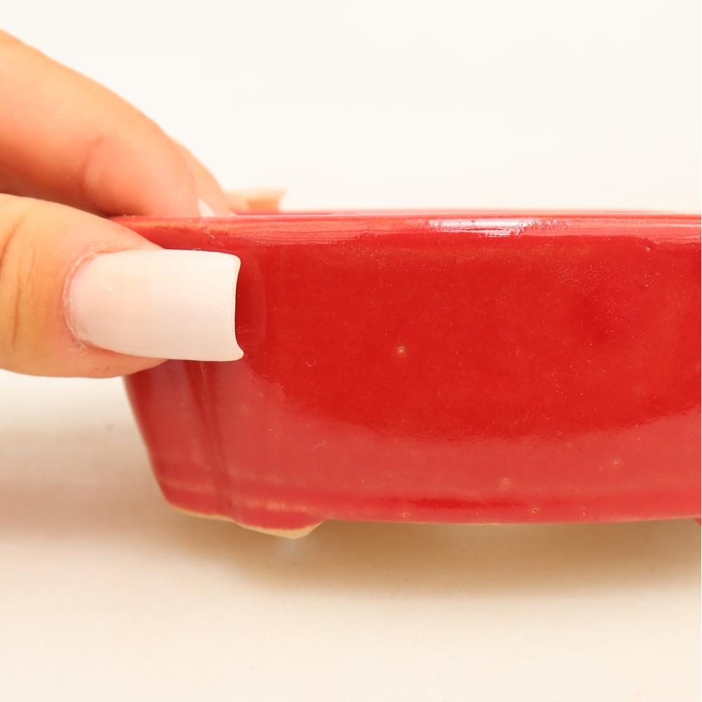 Ceramic bonsai pot, 10.5 x 8 x 4 cm, red