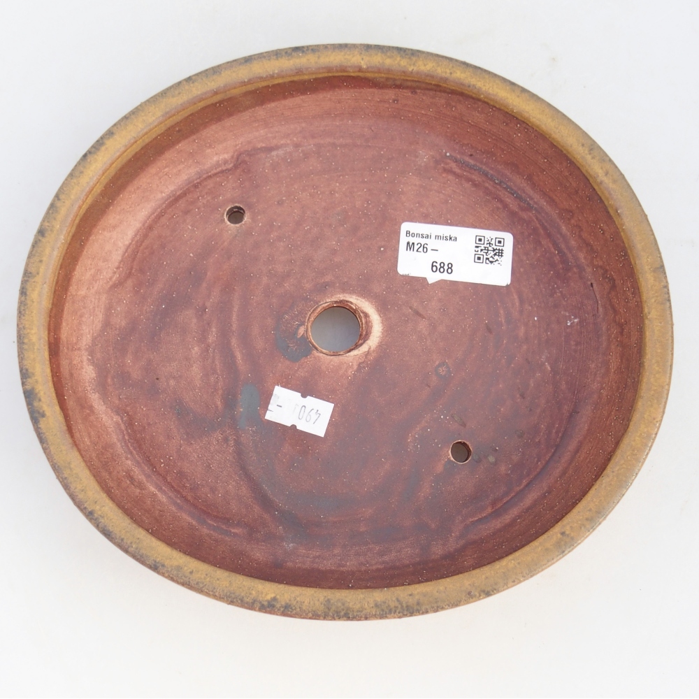 Ceramic bonsai bowl 21 x 19 x 4,5 cm, brown