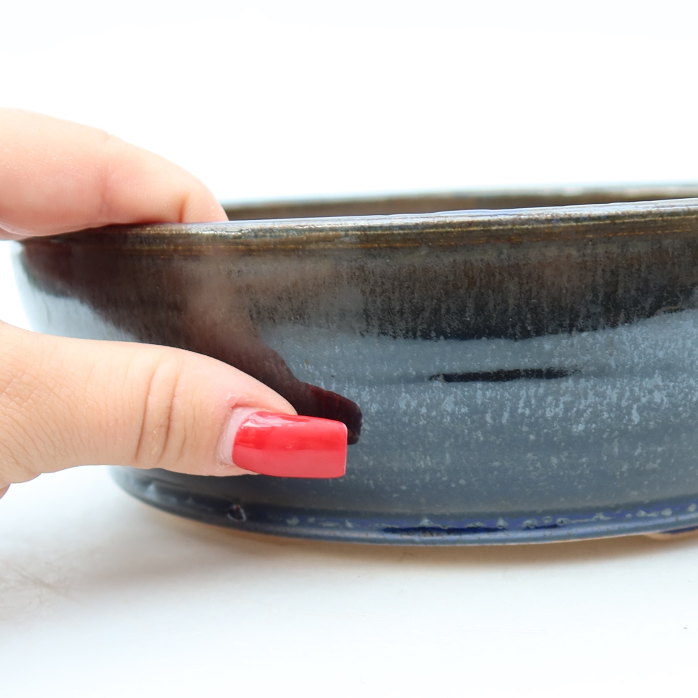 Ceramic bonsai pot, 21 x 21 x 6 cm, blue