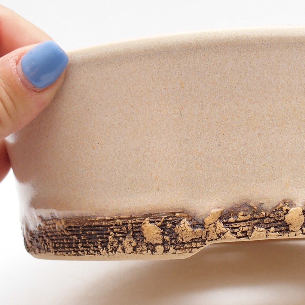 Ceramic bonsai pot 19 x 19 x 6 cm, beige