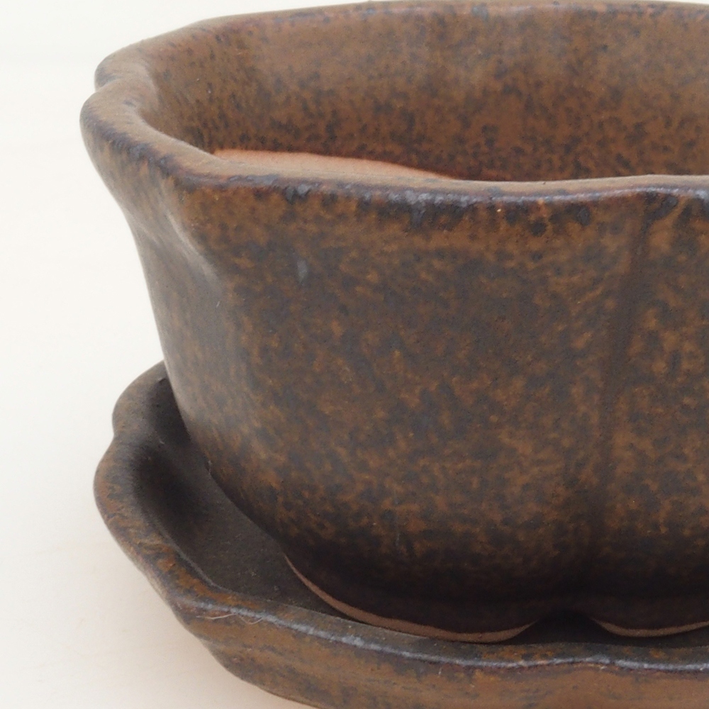 Bonsai bowl + saucer H95 - brown