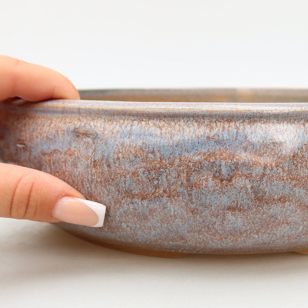 Ceramic bonsai pot, 27.5 x 27.5 x 7 cm, blue