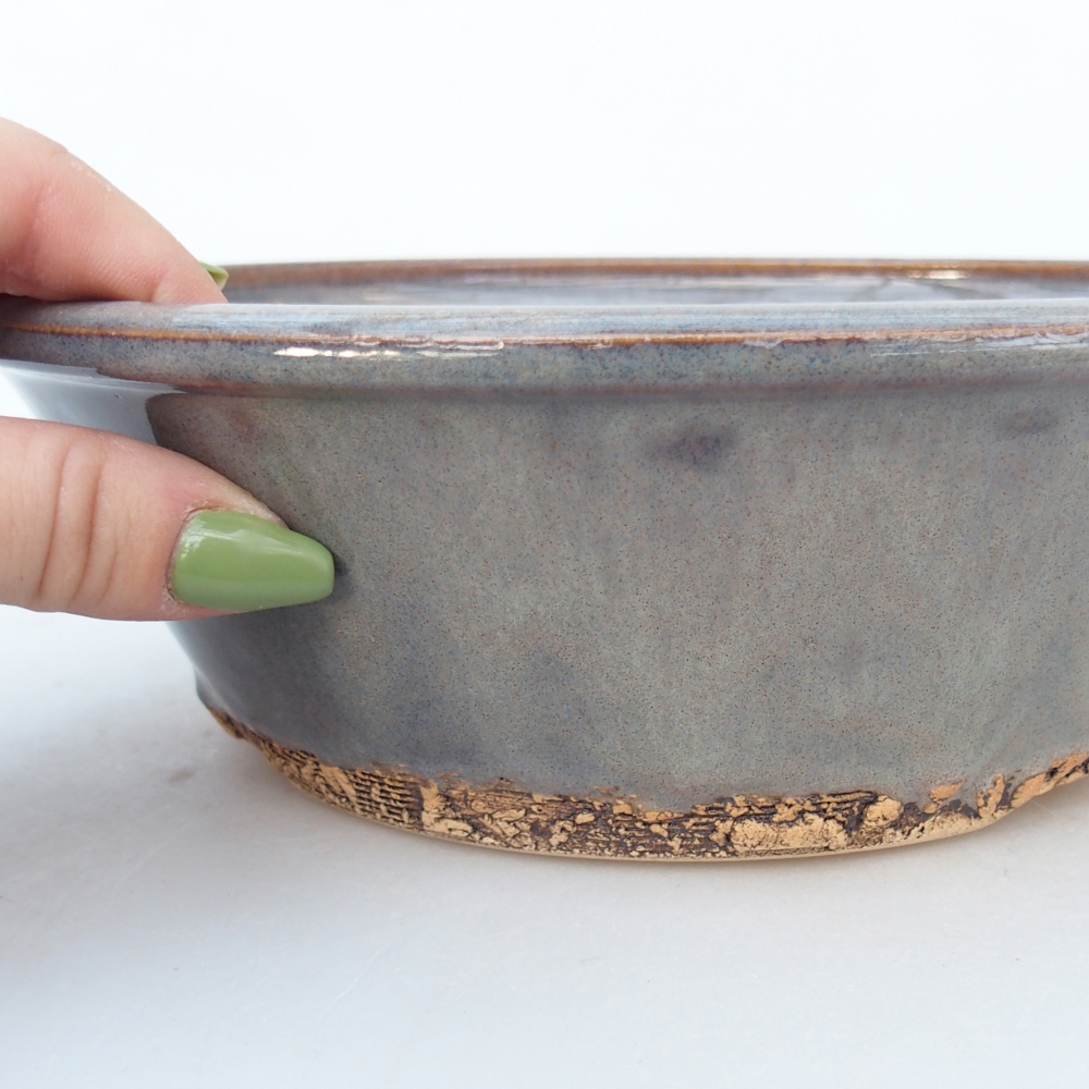 Ceramic bonsai bowl 21 x 21 x 6,5 cm, grey