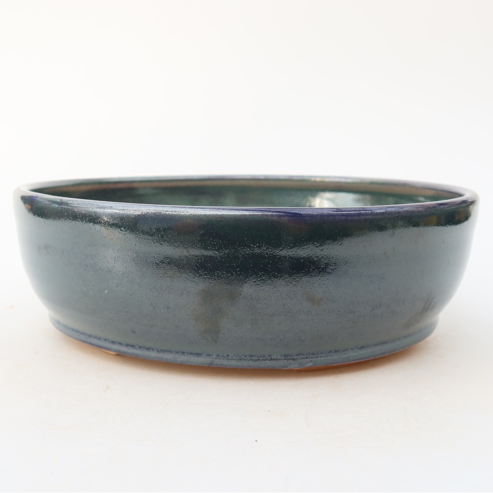 Ceramic bonsai pot, 19 x 19 x 5.5 cm, blue