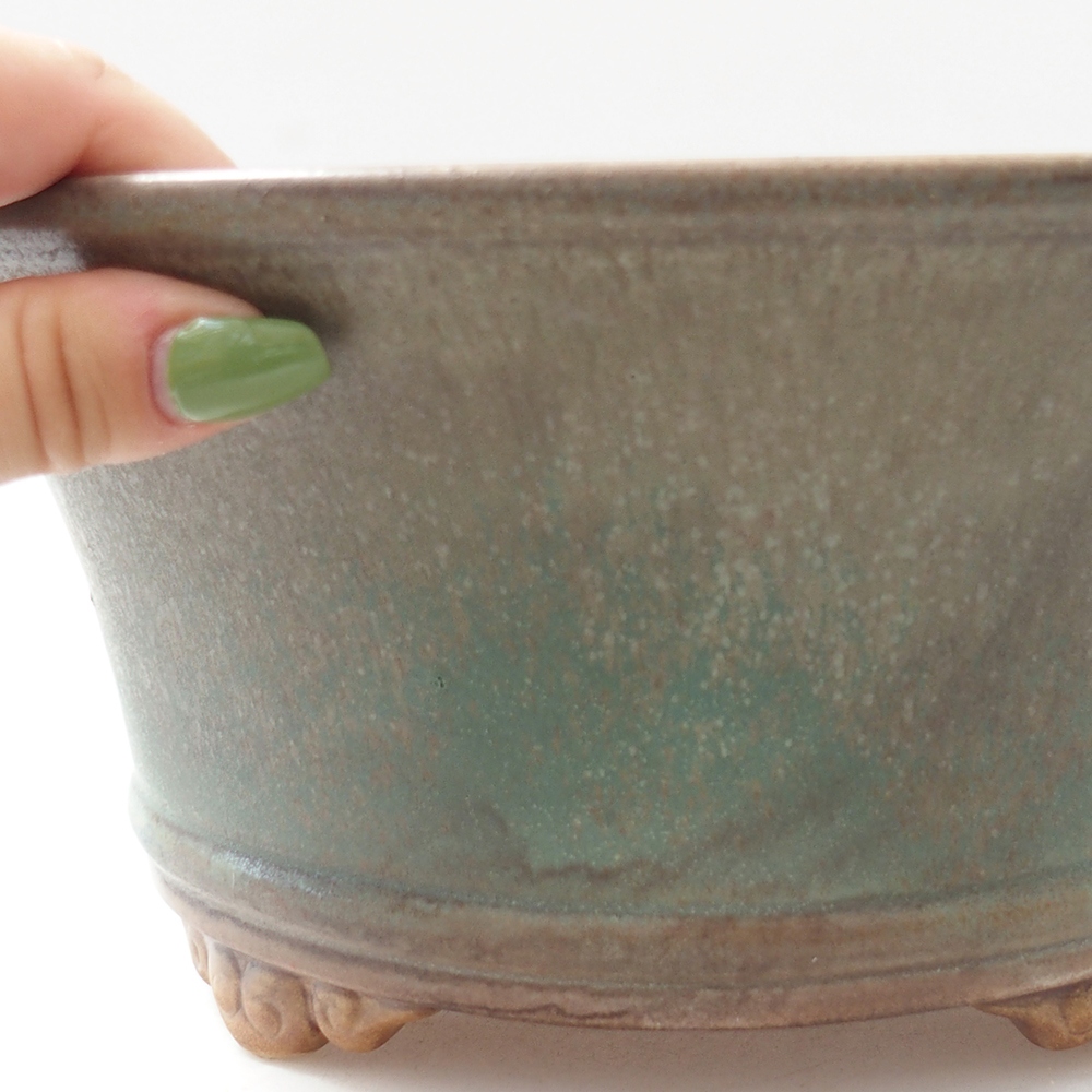 Ceramic bonsai bowl 24 x 24 x 11,5 cm, green