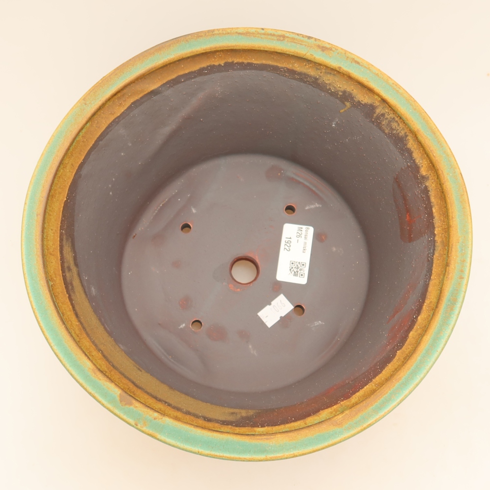 Ceramic bonsai pot, 24.5 x 24.5 x 11 cm, green