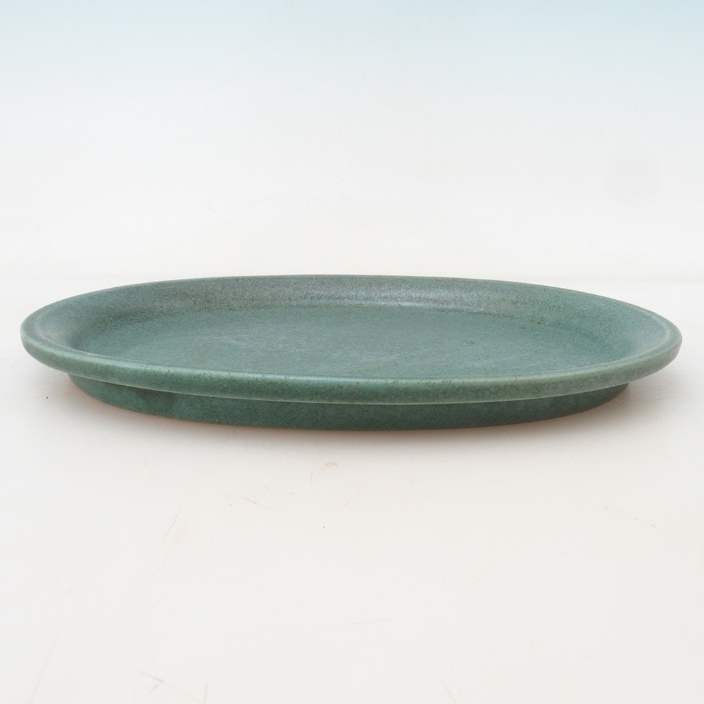 Bonsai bowl oval S - 20 x 16.5 x 1.5 cm - green