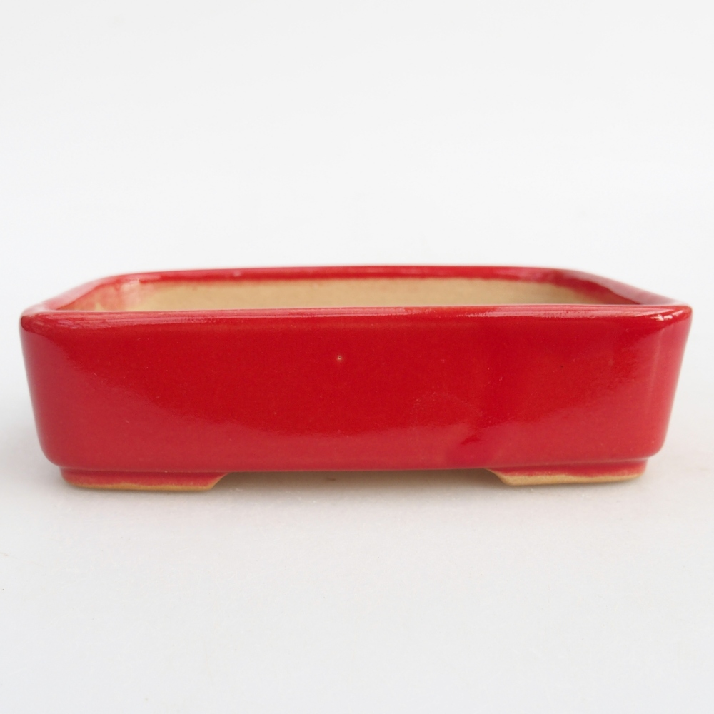Ceramic bonsai bowl 12,5 x 9,5 x 3,5 cm, colour red