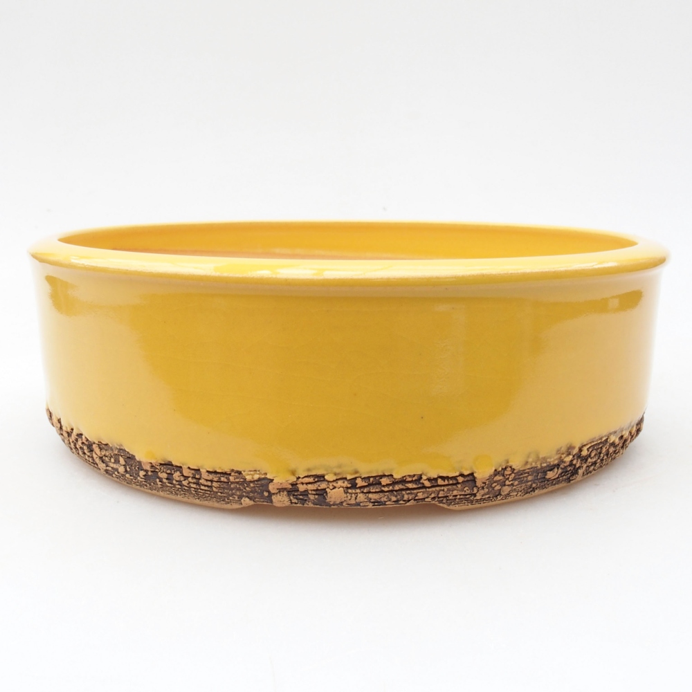 Ceramic bonsai bowl 20,5 x 20,5 x 6 cm, color yellow