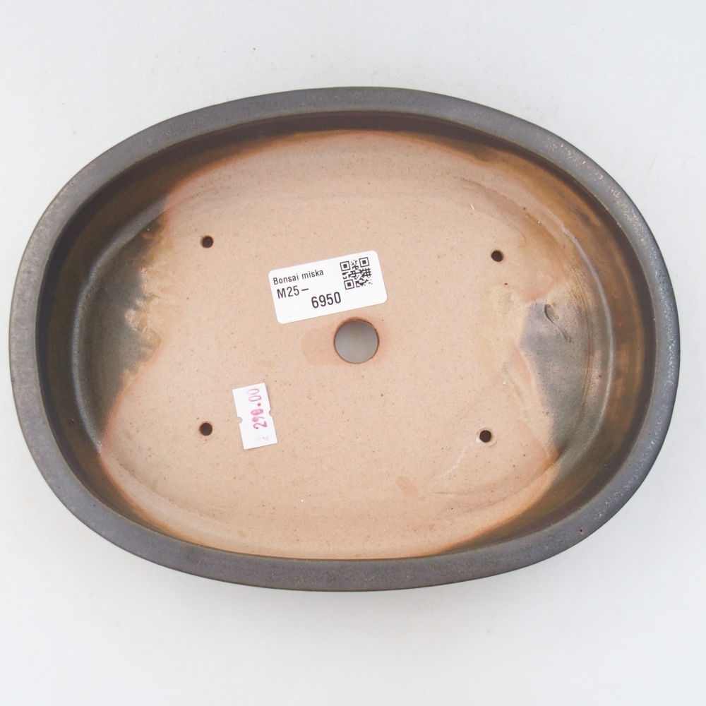 Ceramic bonsai bowl 22 x 16,5 x 4,5 cm, grey