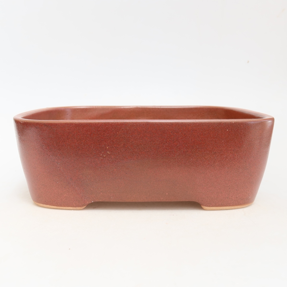 Ceramic bonsai pot, 23 x 17.5 x 7.5 cm, burgundy