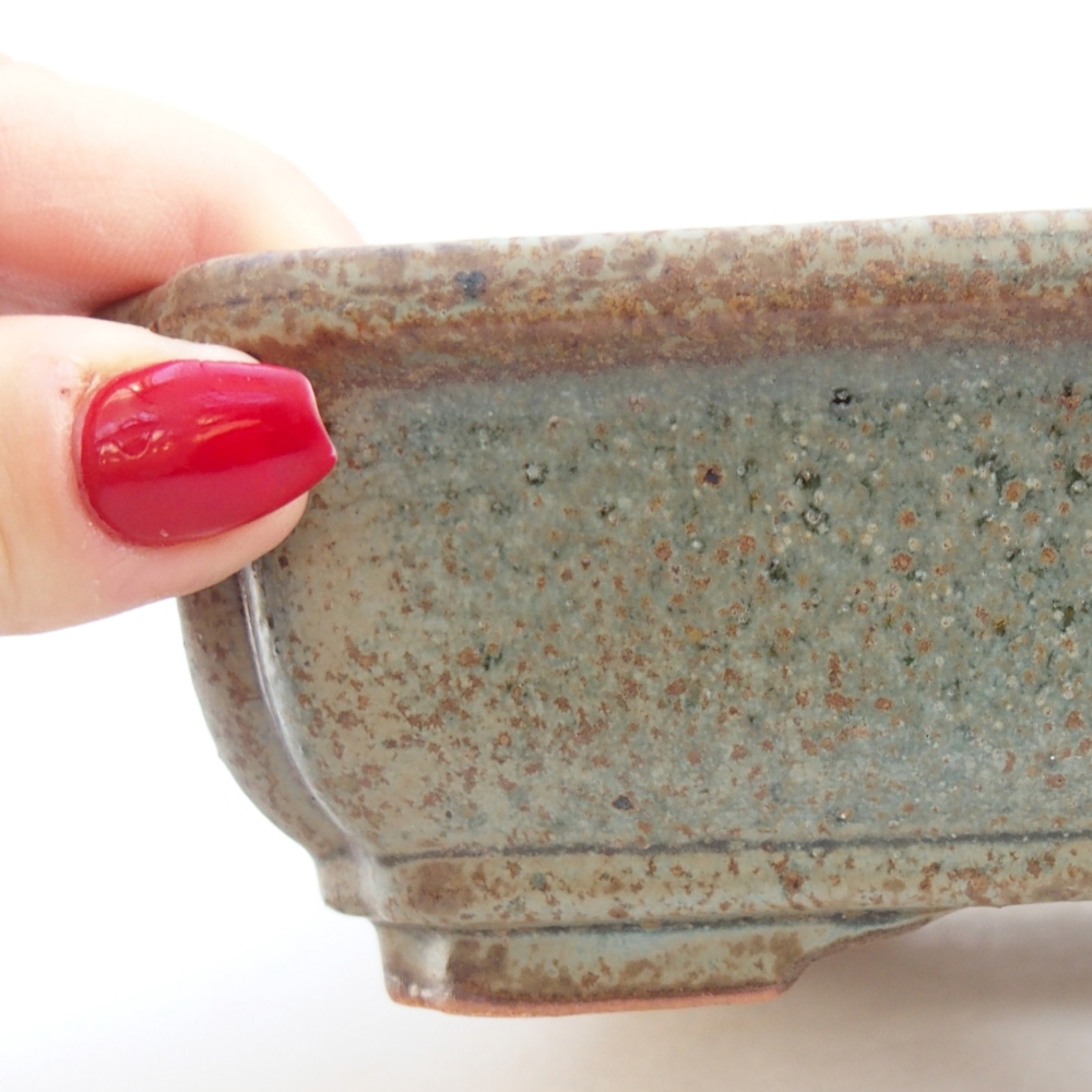 Ceramic bonsai bowl 18 x 13,5 x 5 cm, green