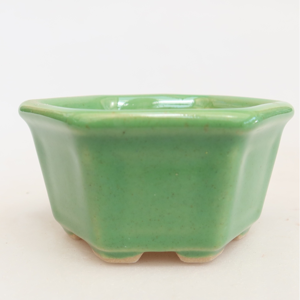Ceramic bonsai pot, 7.5 x 7 x 4 cm, green