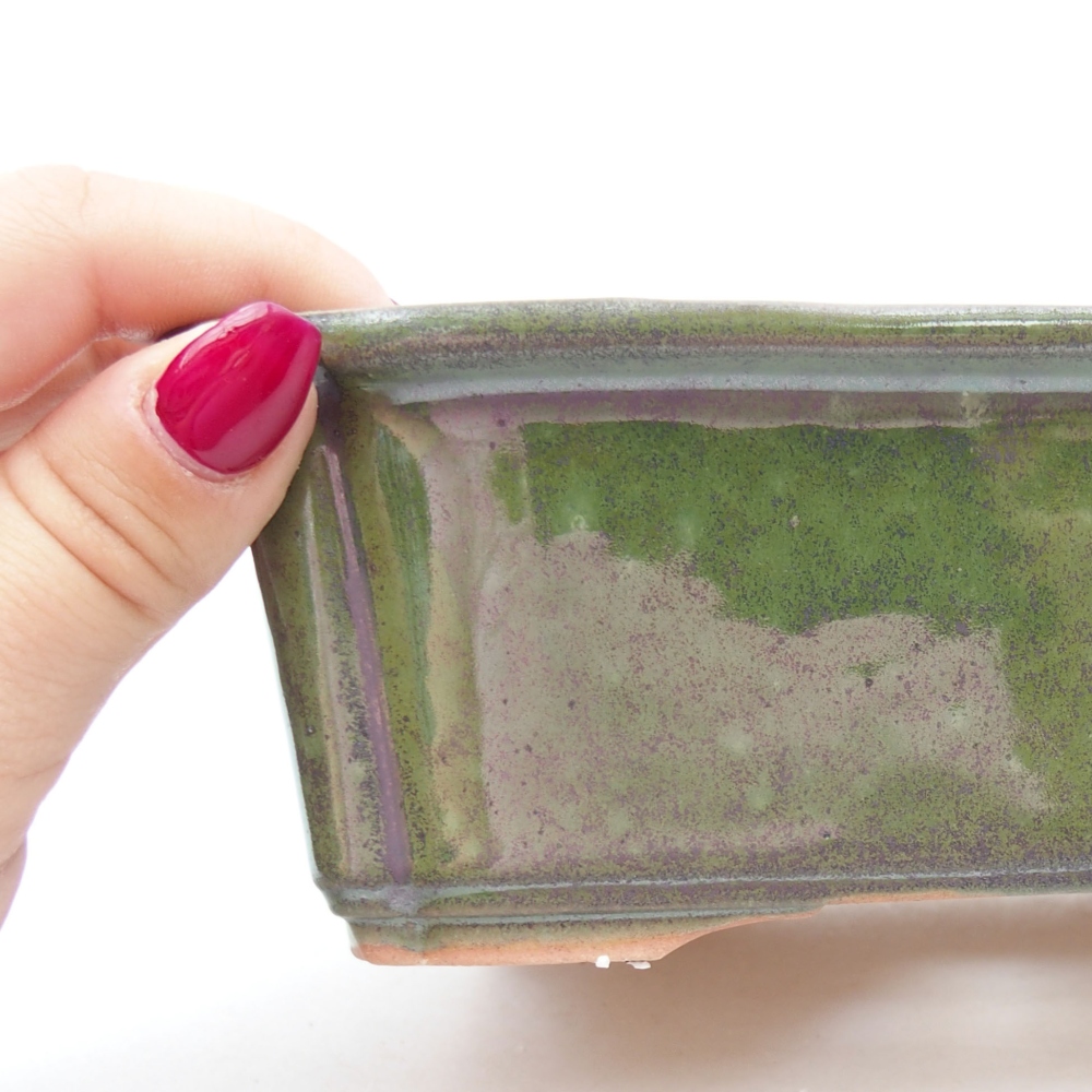 Ceramic bonsai bowl 17,5 x 12,5 x 6 cm, color green