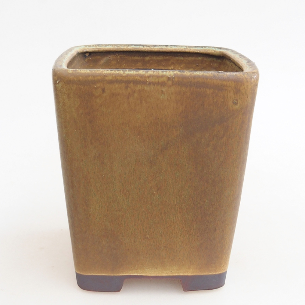 Ceramic bonsai bowl 10 x 10 x 12 cm, brown