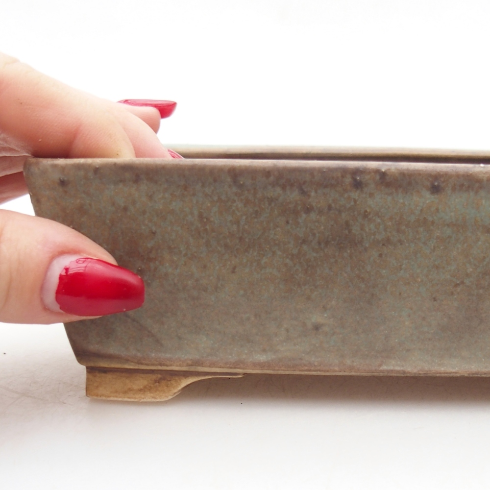 Ceramic bonsai bowl 15 x 12 x 5 cm, green