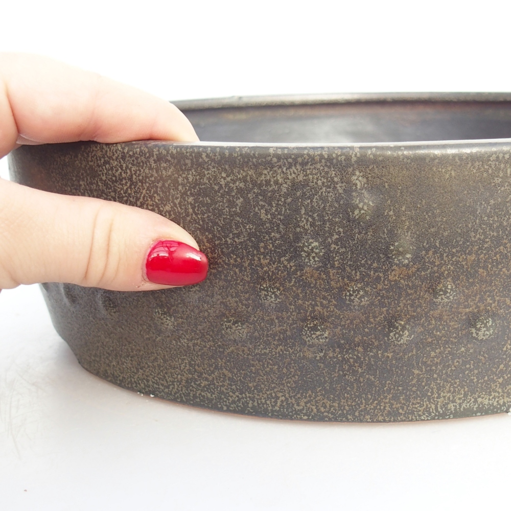 Ceramic bonsai bowl 24,5 x 24,5 x 7 cm, grey