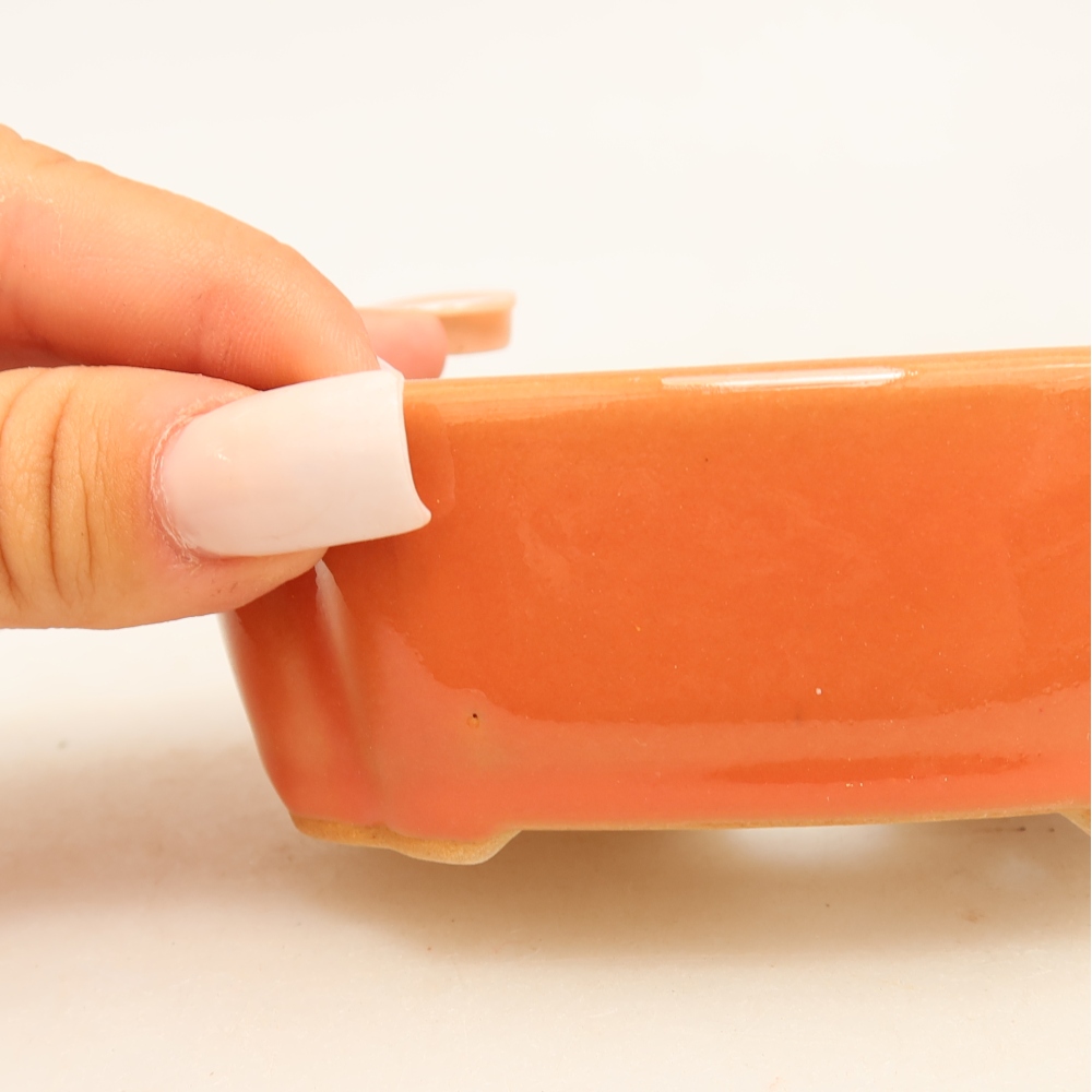 Ceramic bonsai pot, 10.5 x 8 x 4 cm, orange