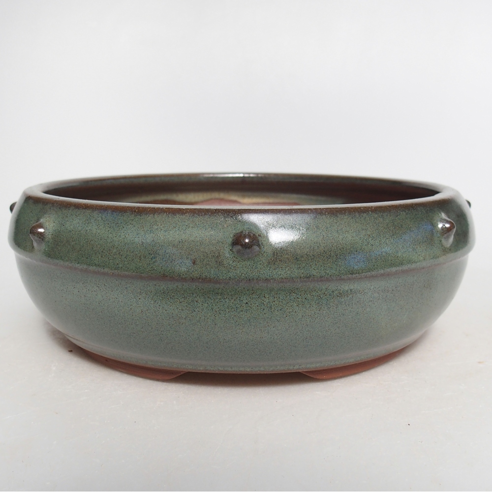 Ceramic bonsai bowl 16 x 16 x 7 cm, green