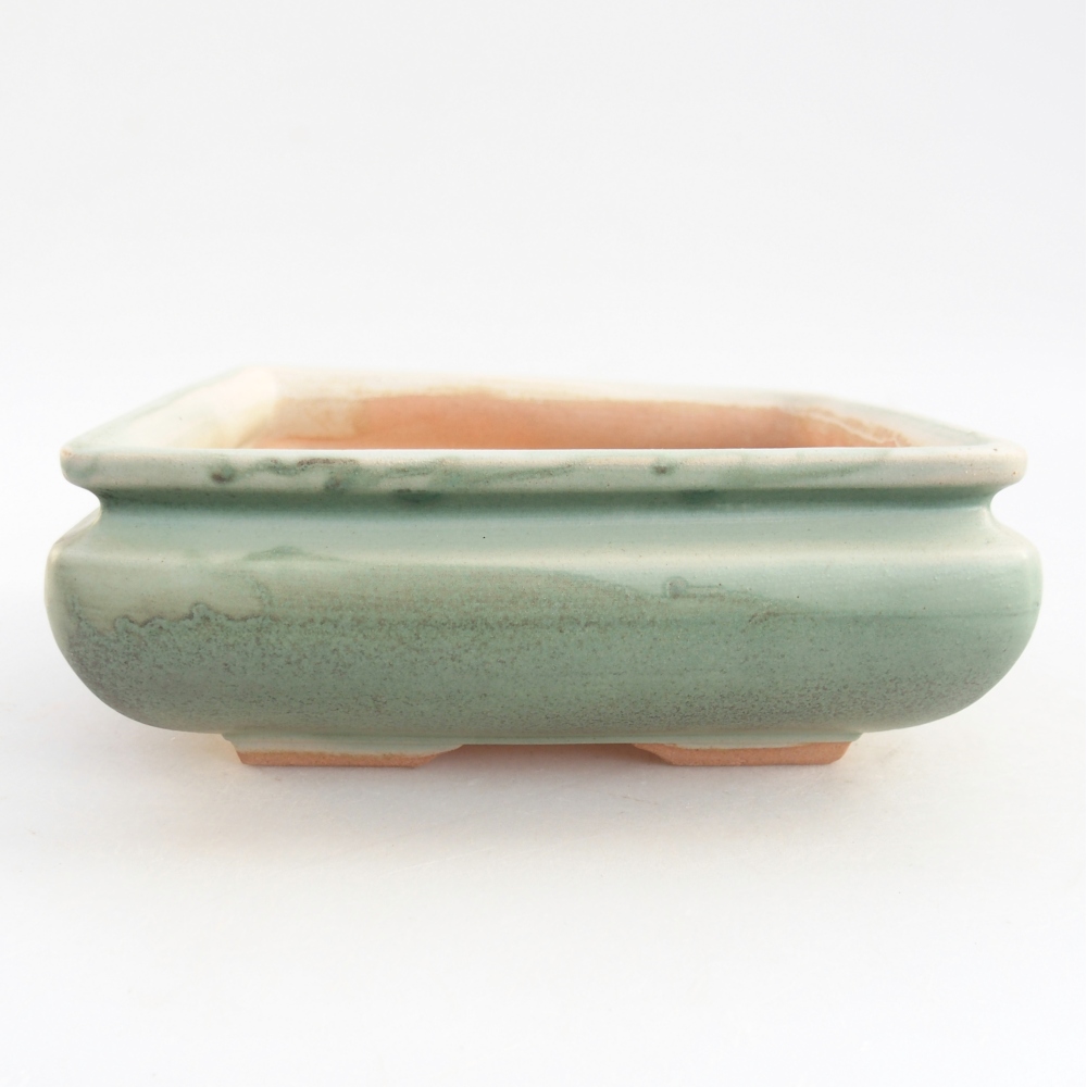Ceramic bonsai bowl 15,5 x 15,5 x 6 cm, green