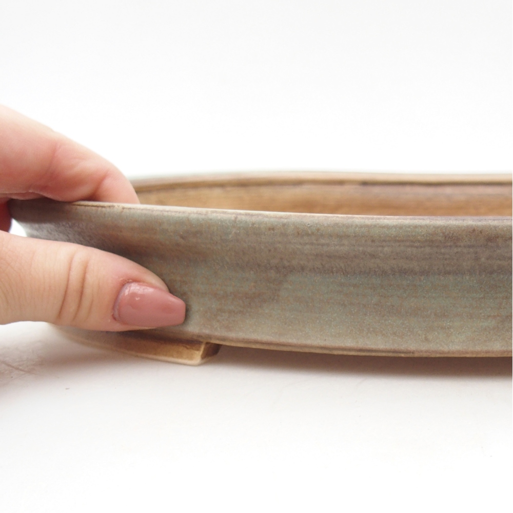 Ceramic bonsai bowl 30,5 x 27 x 4 cm, green