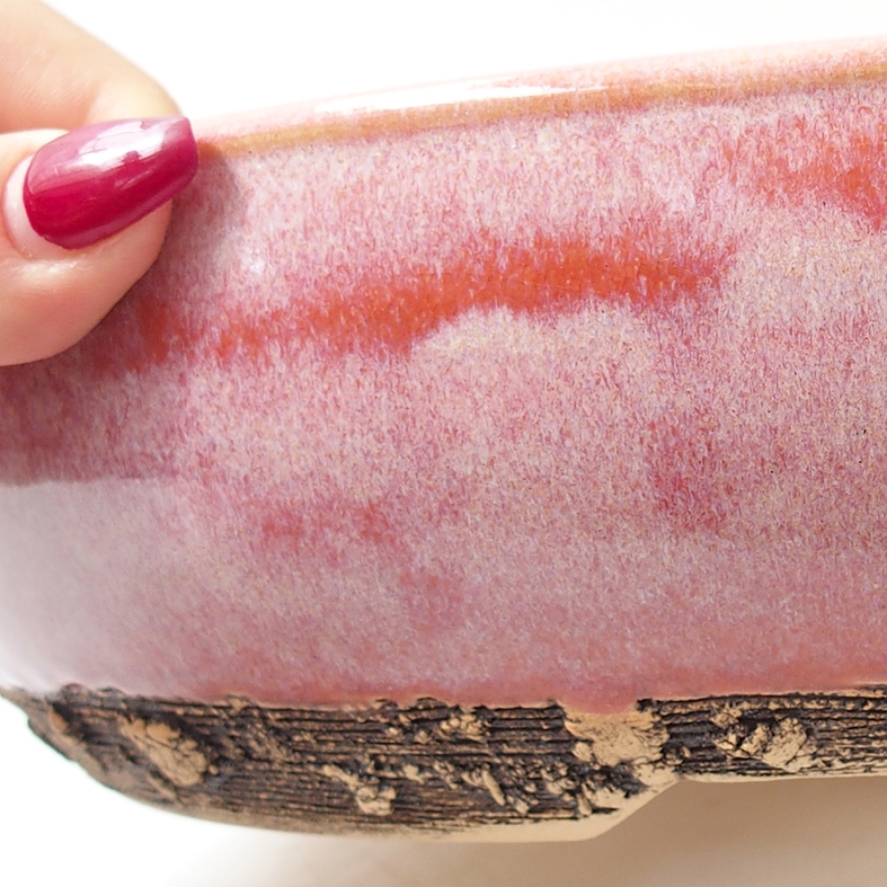 Ceramic bonsai bowl 27 x 27 x 6,5 cm, color pink