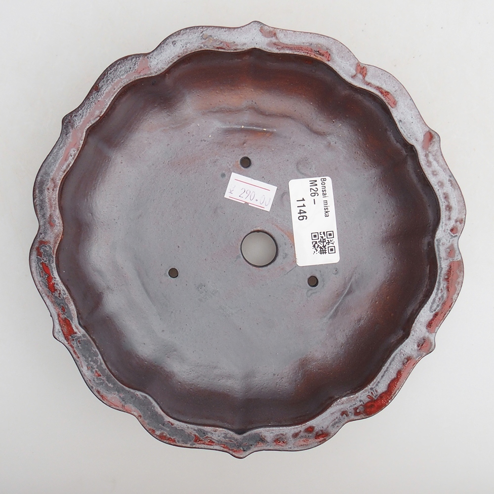 Ceramic bonsai bowl 18 x 18 x 4,5 cm, colour red