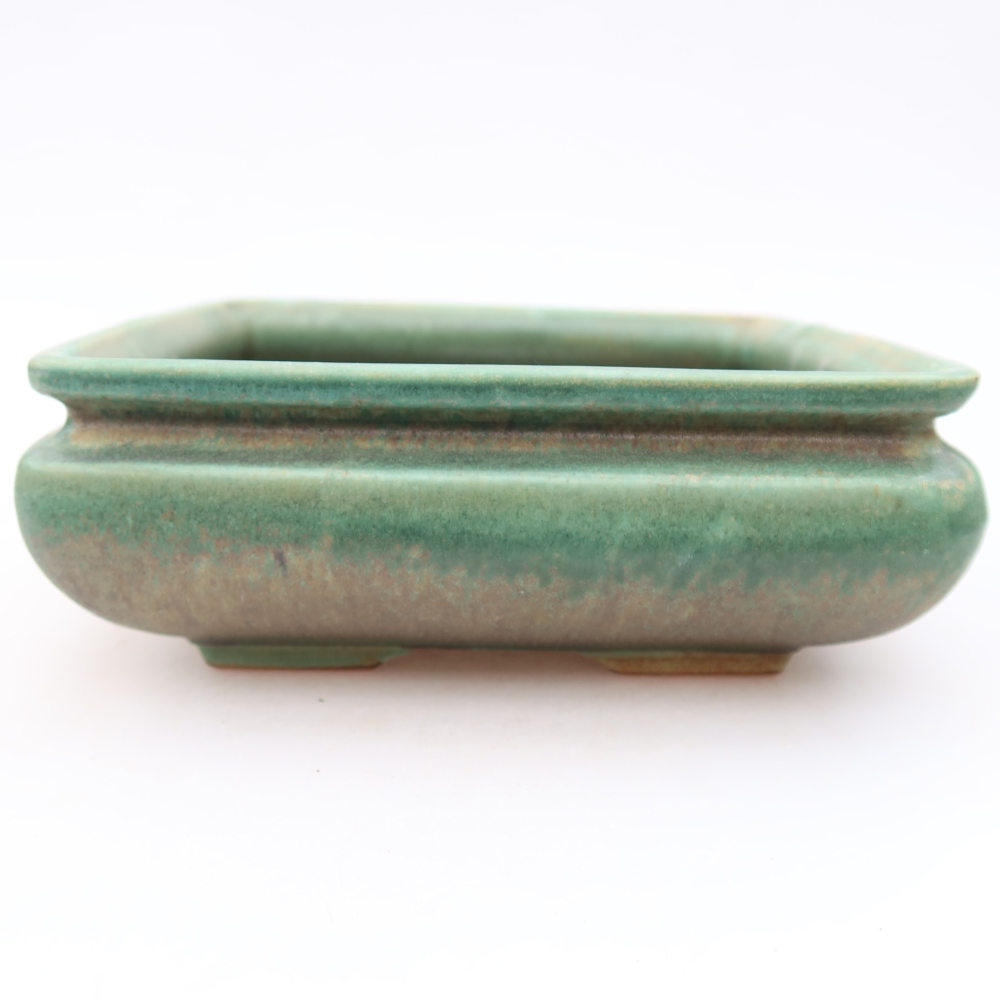Ceramic bonsai bowl 15,5 x 15,5 x 6 cm, green