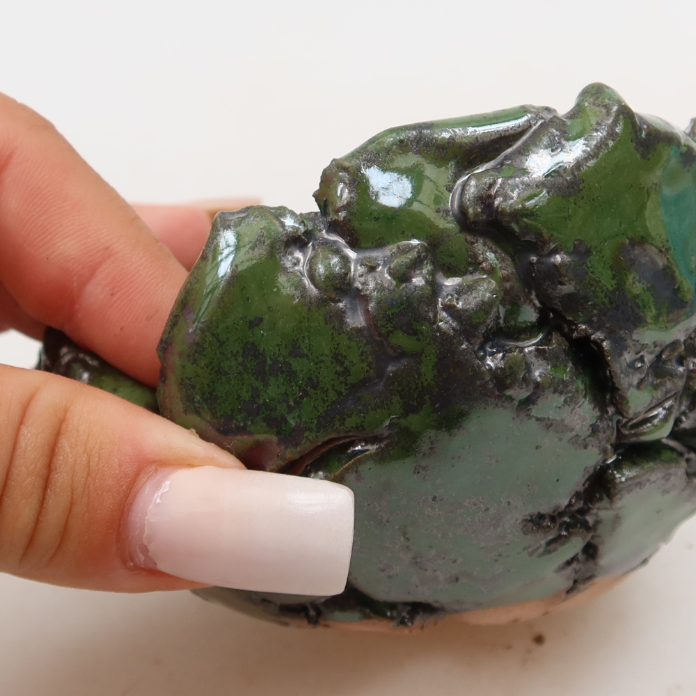 Ceramic Shell, 9.5 x 9 x 6 cm, green
